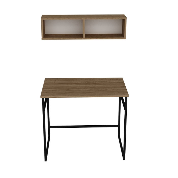 Hanah Home Mesa de estudio Roble y negro con estante Hanah Home Mesa de estudio Roble y negro con estante